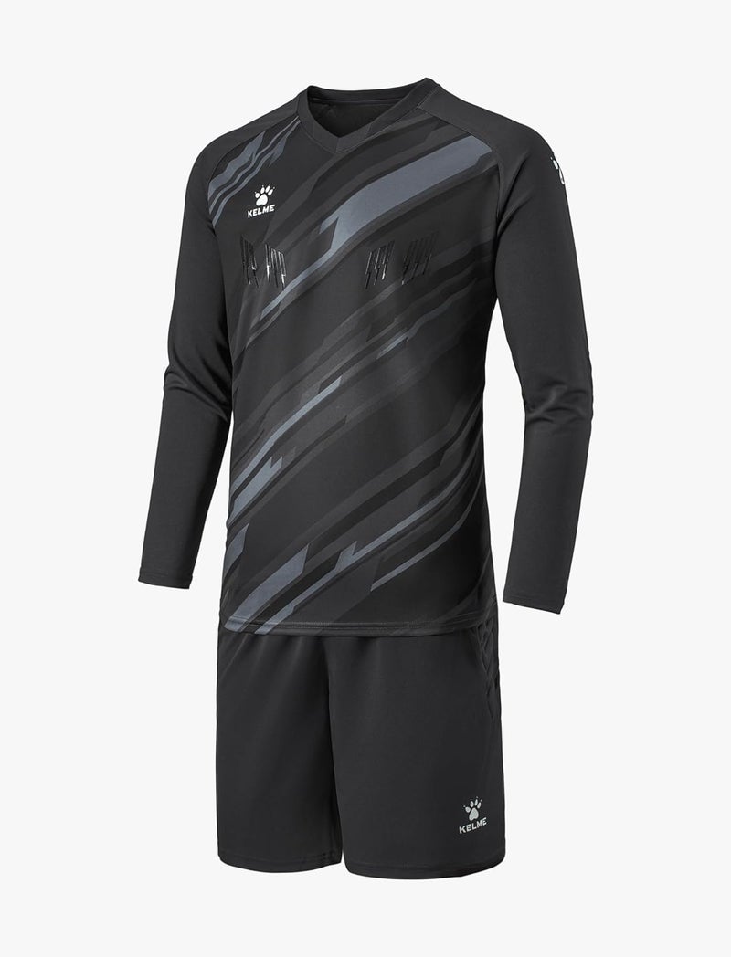 KELME قمصان حراس مرمى كرة القدم للرجال، مجموعة حارس مرمى مبطنة، قميص وسروال حارس مرمى للشباب مع جوارب باللون الأسود مقاس صغير جداً - Image 3